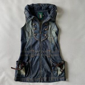 Vintage Crux Denim Zip Vest Jacket/Dress EUC Rare Luxury Brand Women’s Small